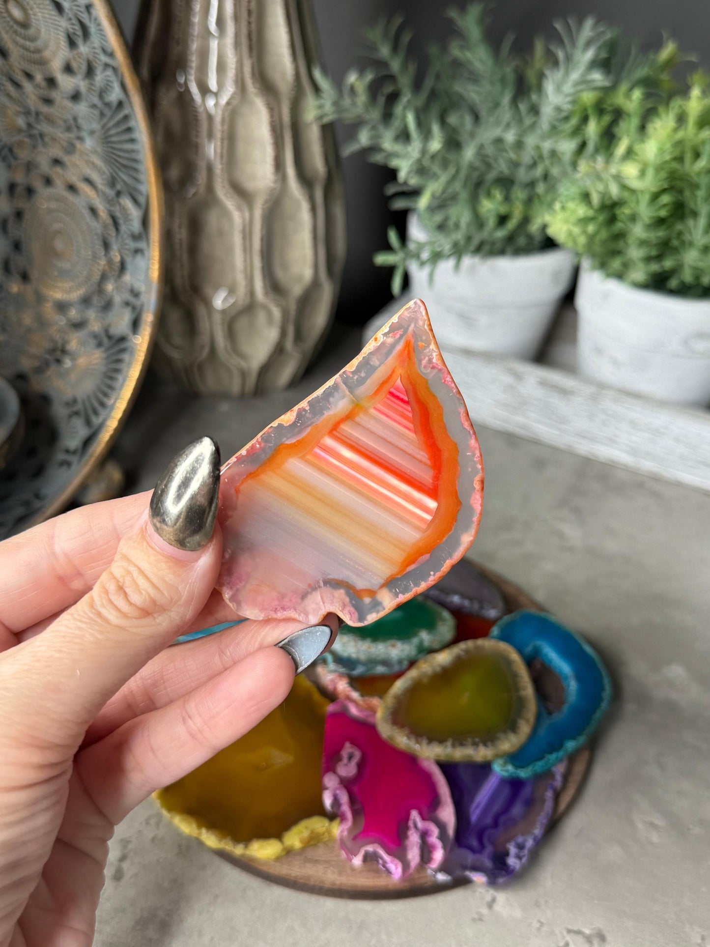Dyed Agate Crystal slices