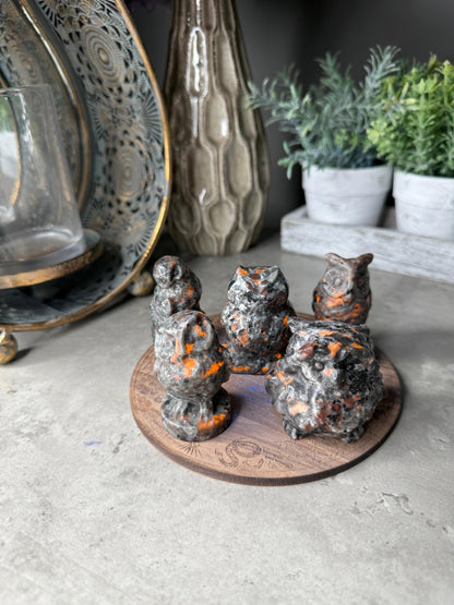 Yooperlite Crystal Owl Carvings - UV Reactive Crystals
