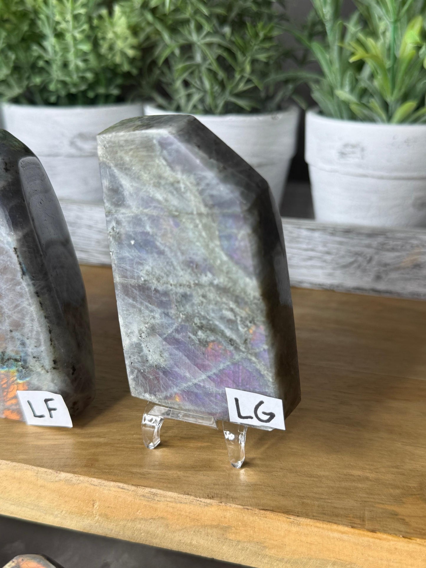 Purple and Pink Labradorite Crystal Freeforms E-J