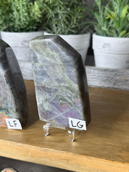 Purple and Pink Labradorite Crystal Freeforms E-J