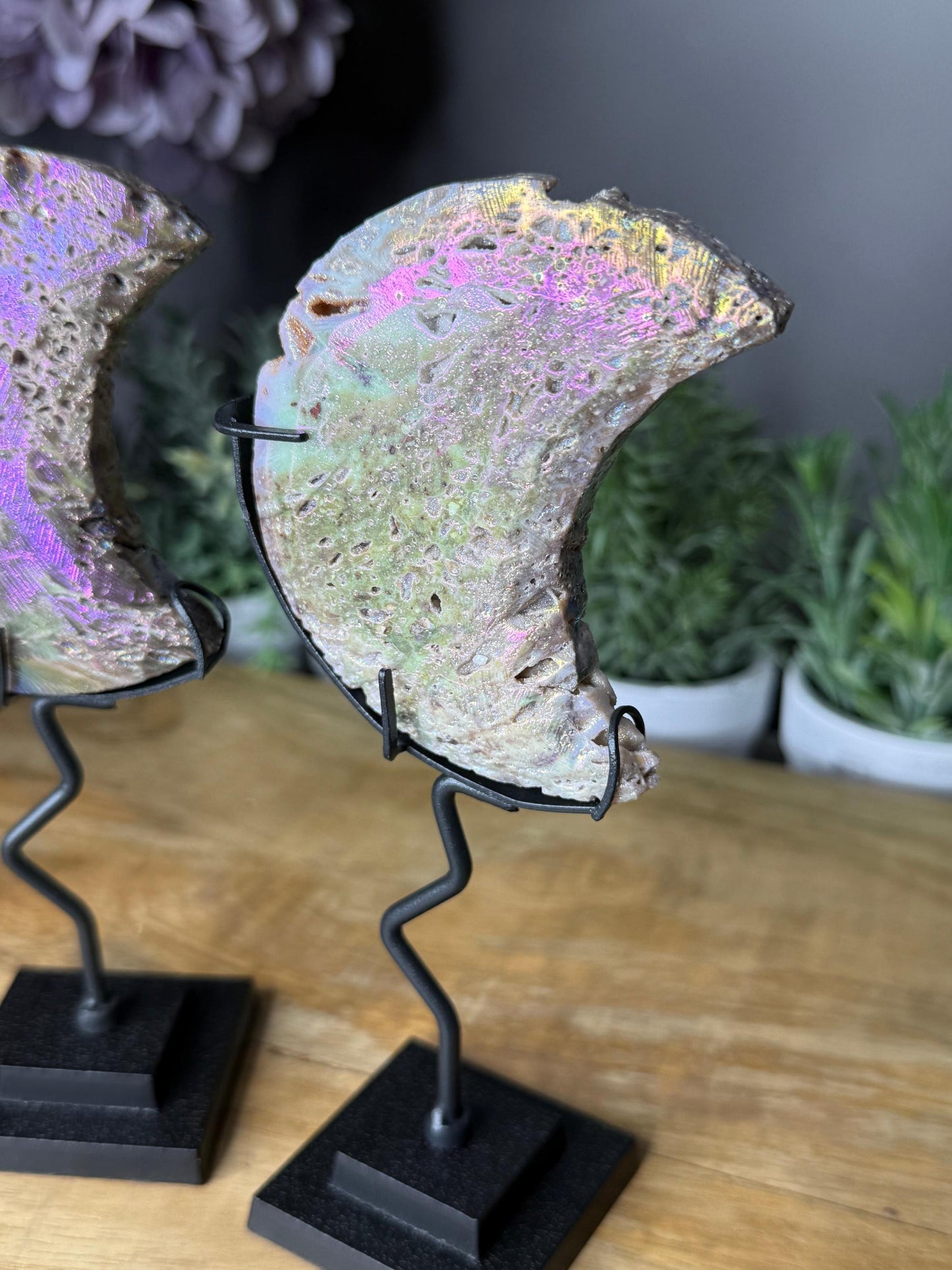 Aura Druzy Quartz Moons Statement Pieces