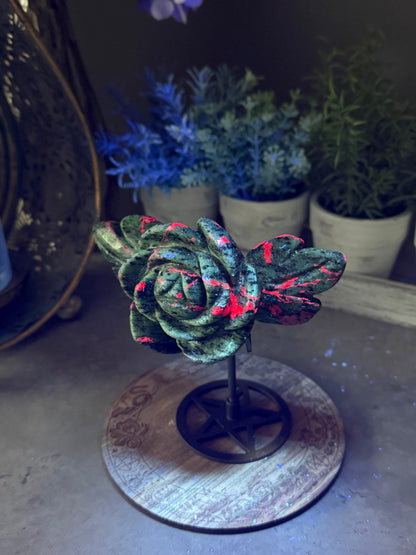 Ruby Zoisite Flower and Stand