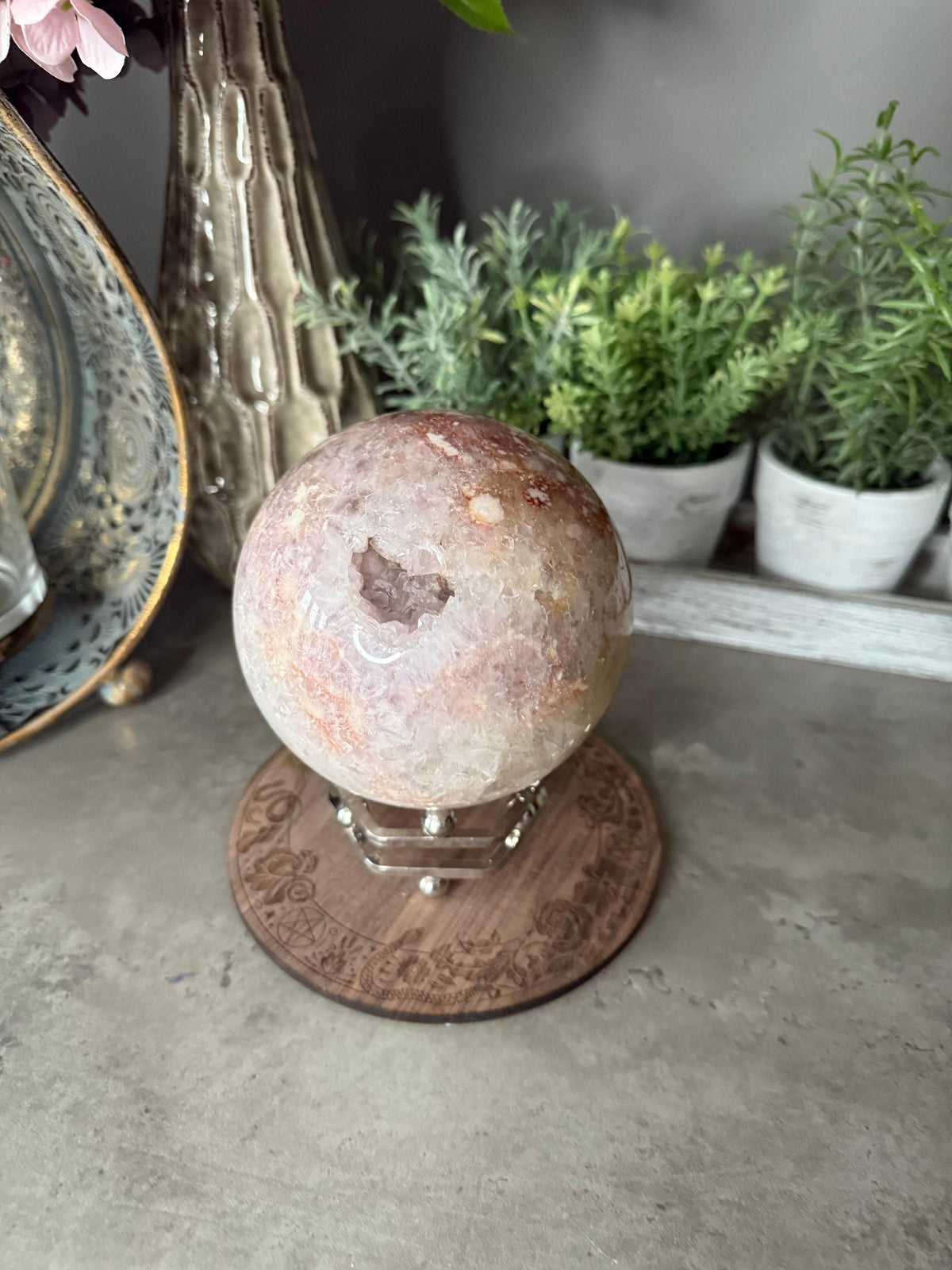 Pink Amethyst Sphere Crystal Gemstone
