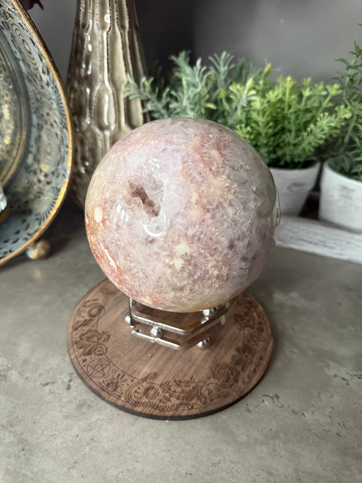 Pink Amethyst Sphere Crystal Gemstone