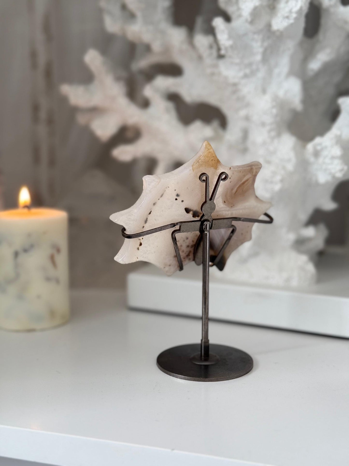 Agate Spiderweb on a stand Mineral Specimen,Energy Crystals,Home Decoration,Reiki Healing,Crystal Gifts