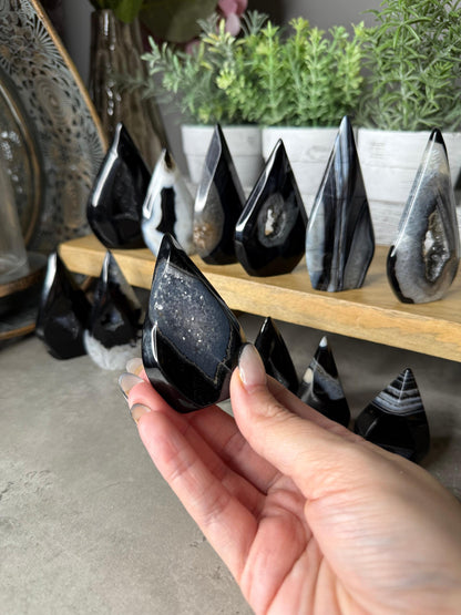 Black Agate Druzy CrystalTeardrops