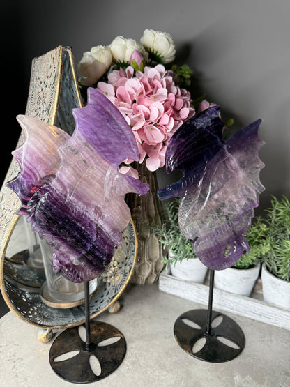 Statement Fluorite Dragon Carvings - Chipped wind Imperfect Stand