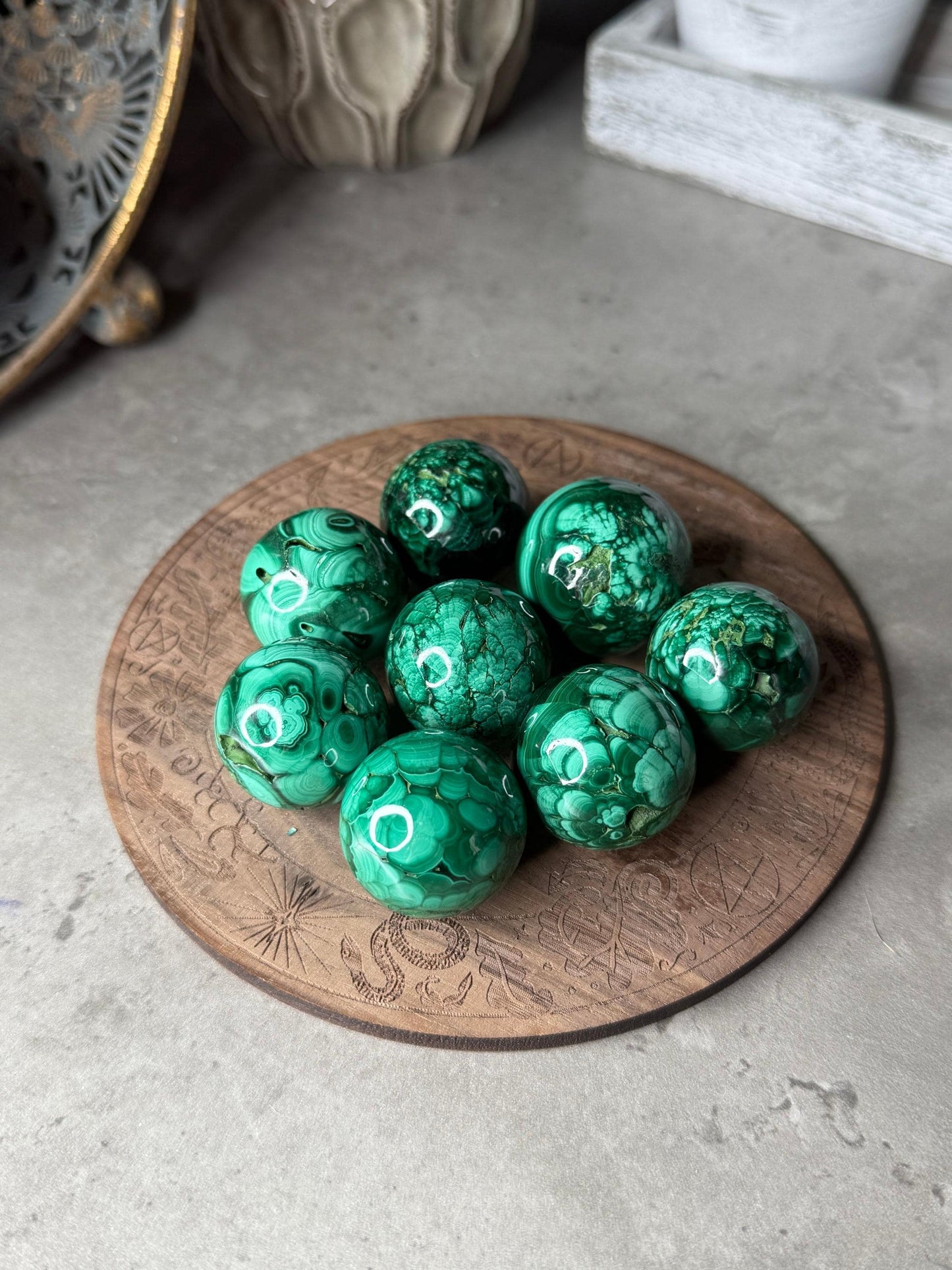 Malachite Crystal Spheres