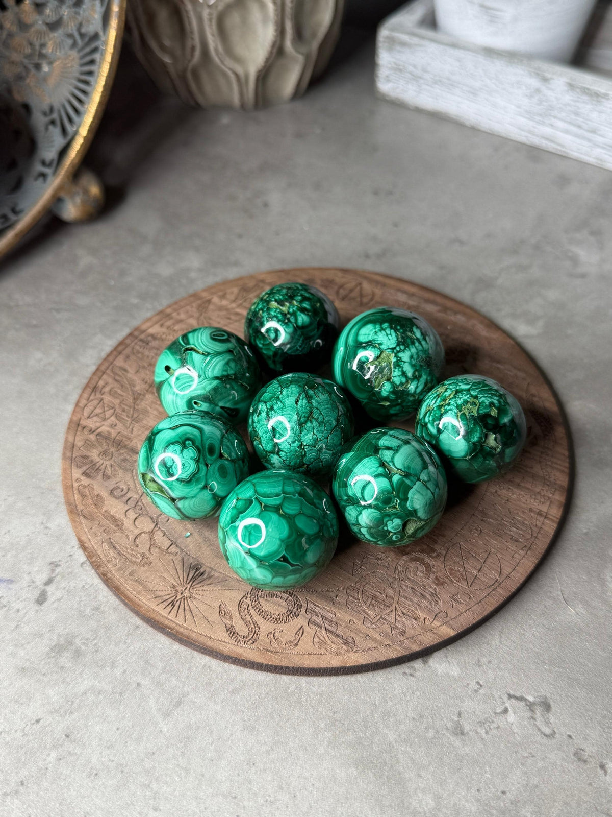 Malachite Crystal Spheres