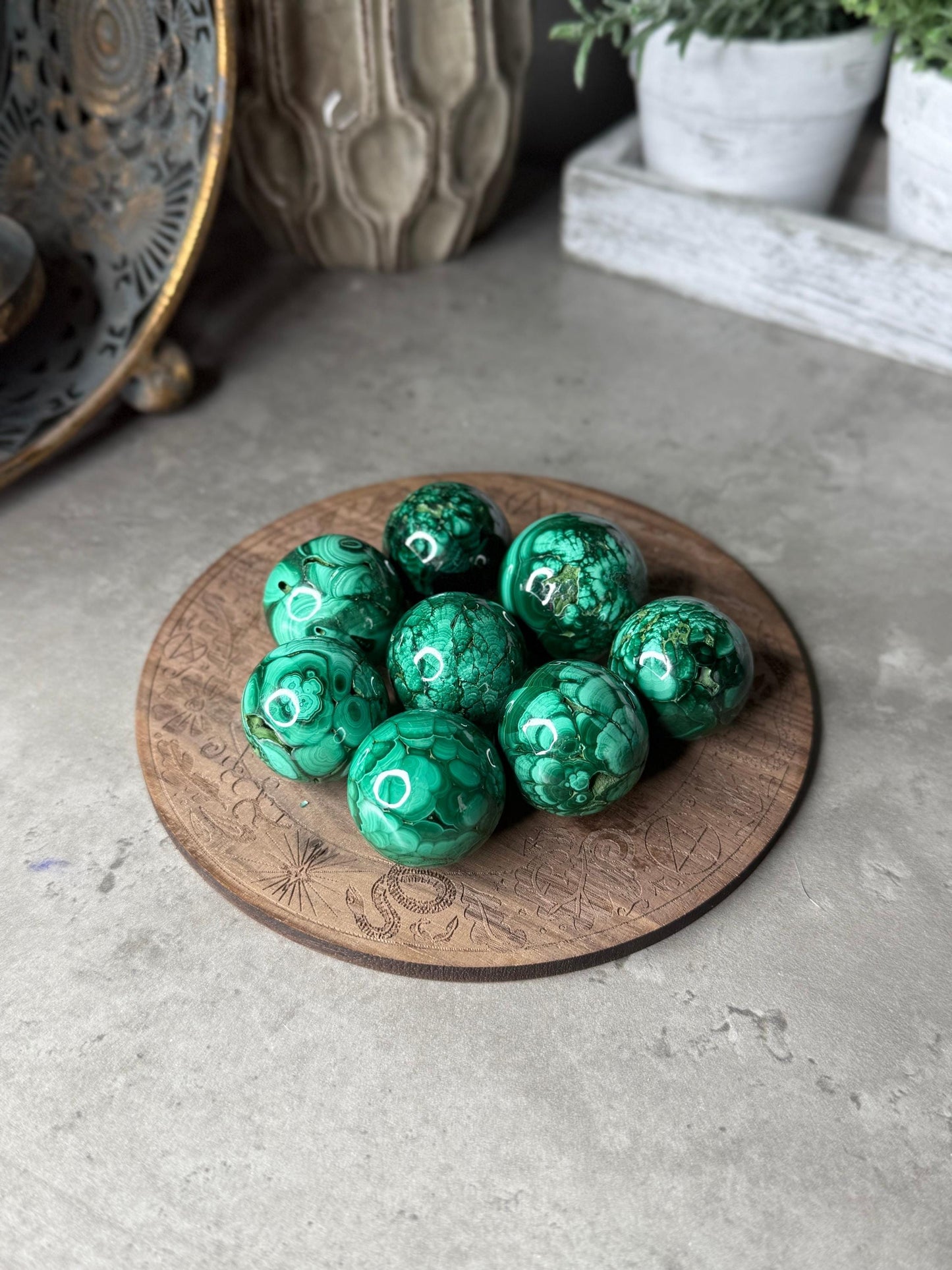 Malachite Crystal Spheres