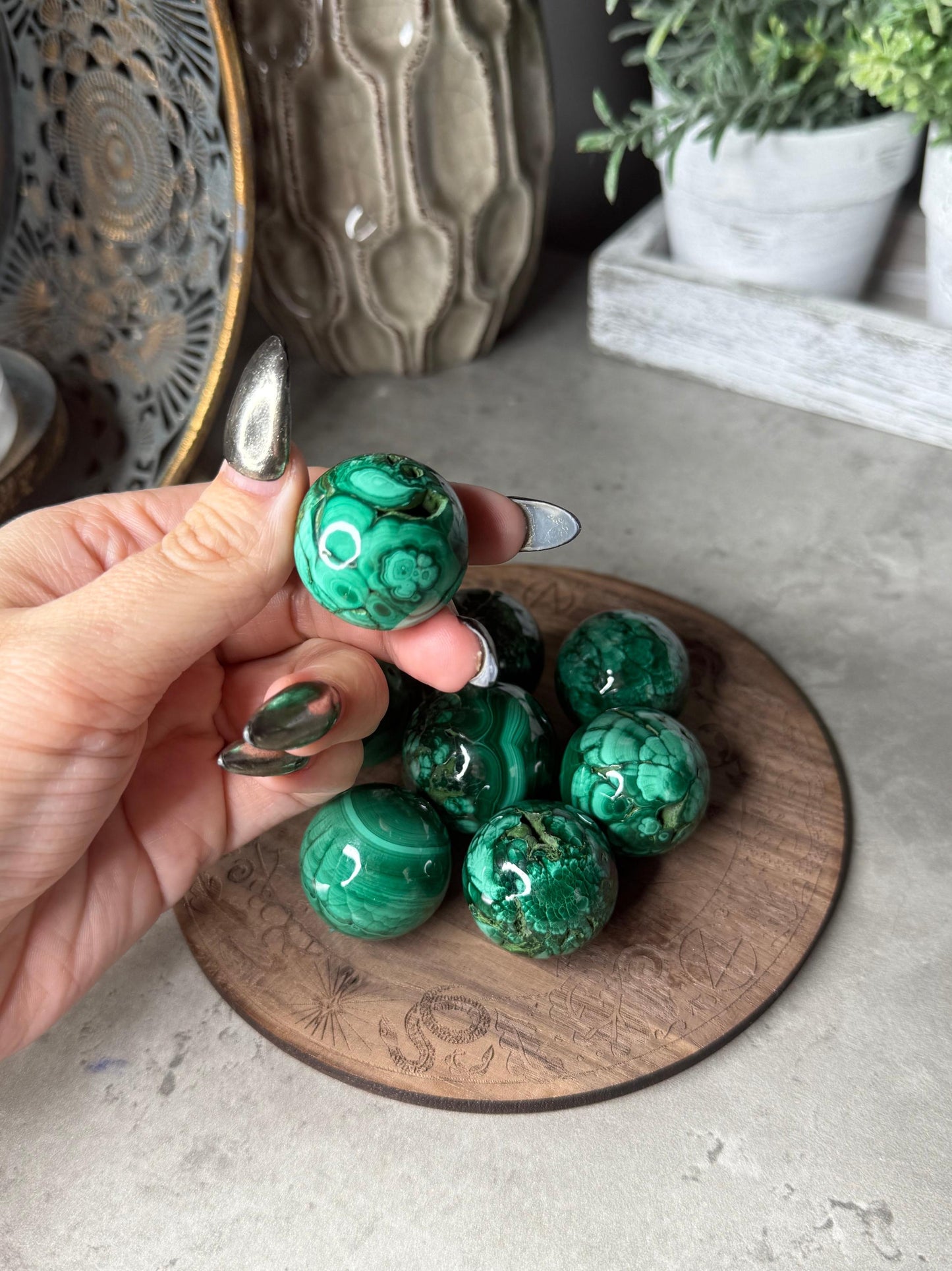 Malachite Crystal Spheres