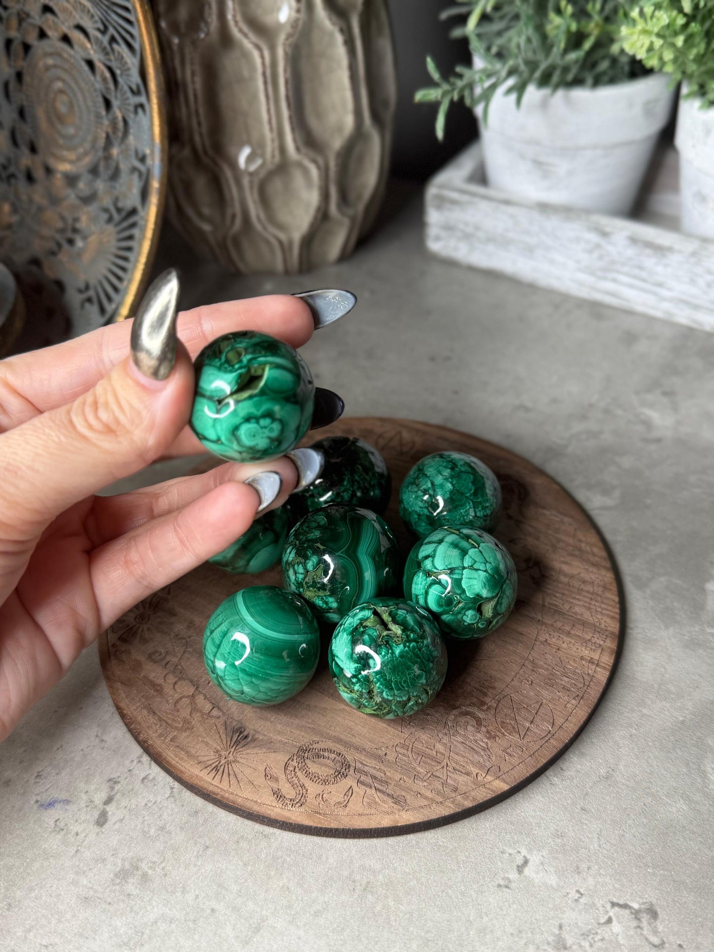 Malachite Crystal Spheres
