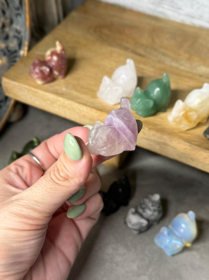 Playful Cat Crystal Mini Carvings