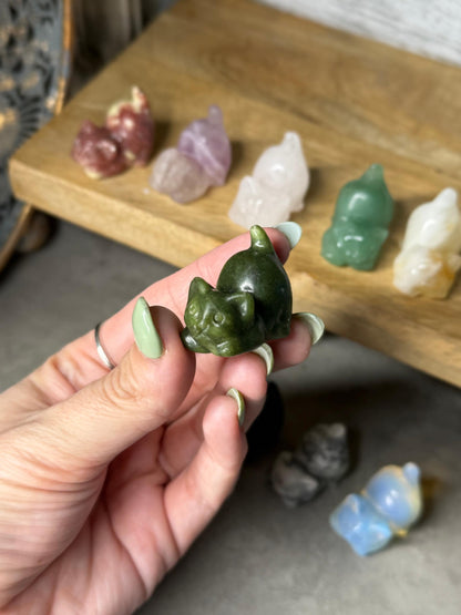 Playful Cat Crystal Mini Carvings