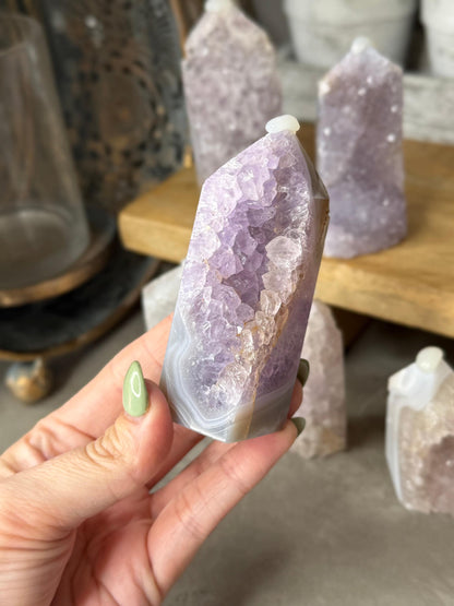 Druzy Raw Agate Crystal Towers