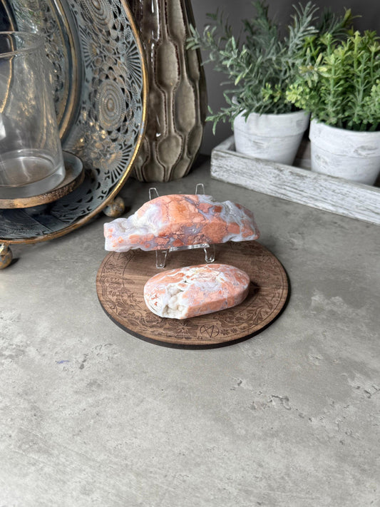 Pink Agate Crystal Palmstone and Freeform