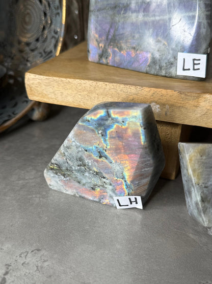 Purple and Pink Labradorite Crystal Freeforms E-J