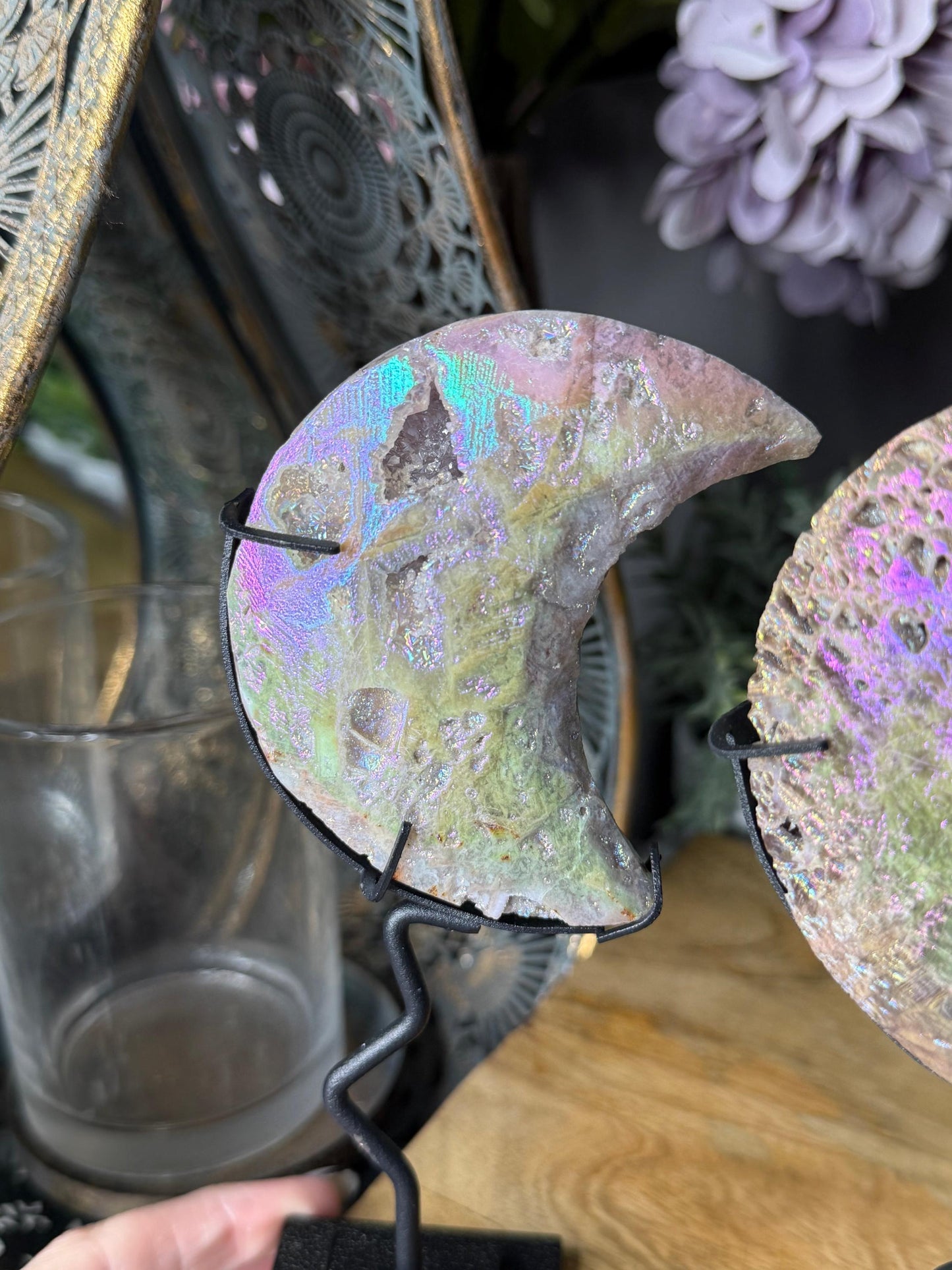 Aura Druzy Quartz Moons Statement Pieces