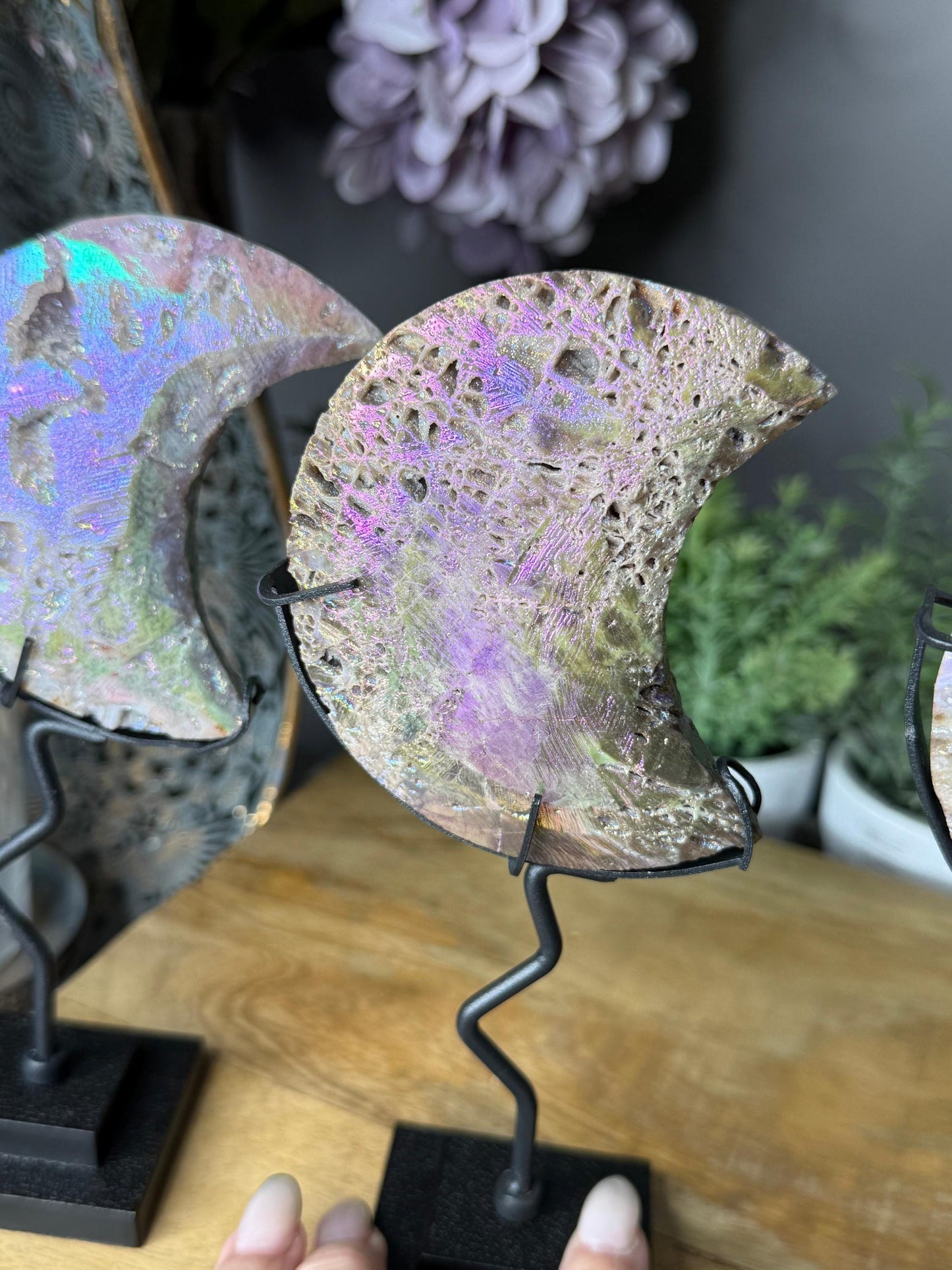 Aura Druzy Quartz Moons Statement Pieces