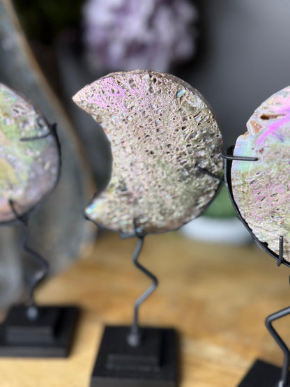 Aura Druzy Quartz Moons Statement Pieces