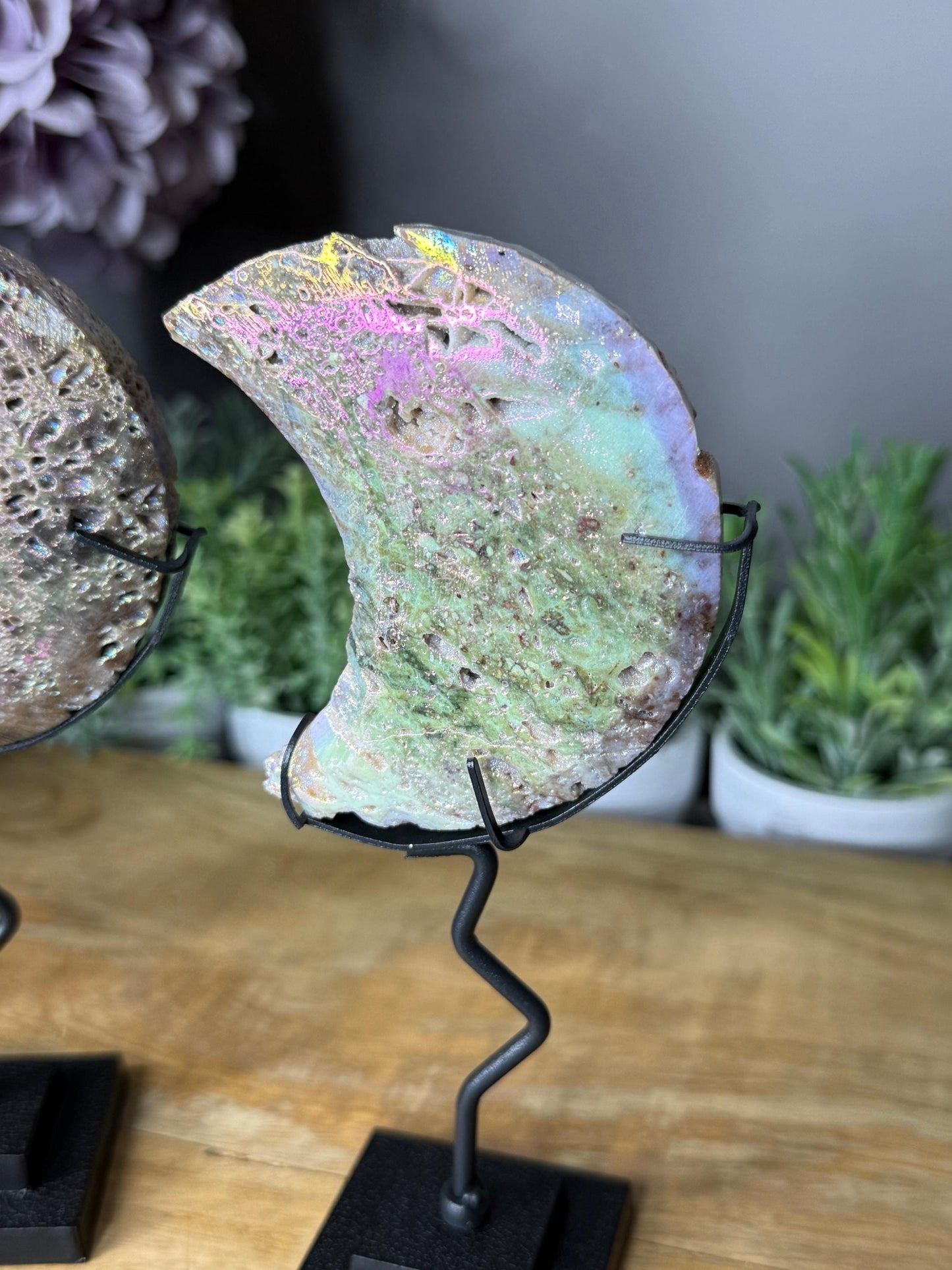 Aura Druzy Quartz Moons Statement Pieces