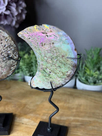 Aura Druzy Quartz Moons Statement Pieces
