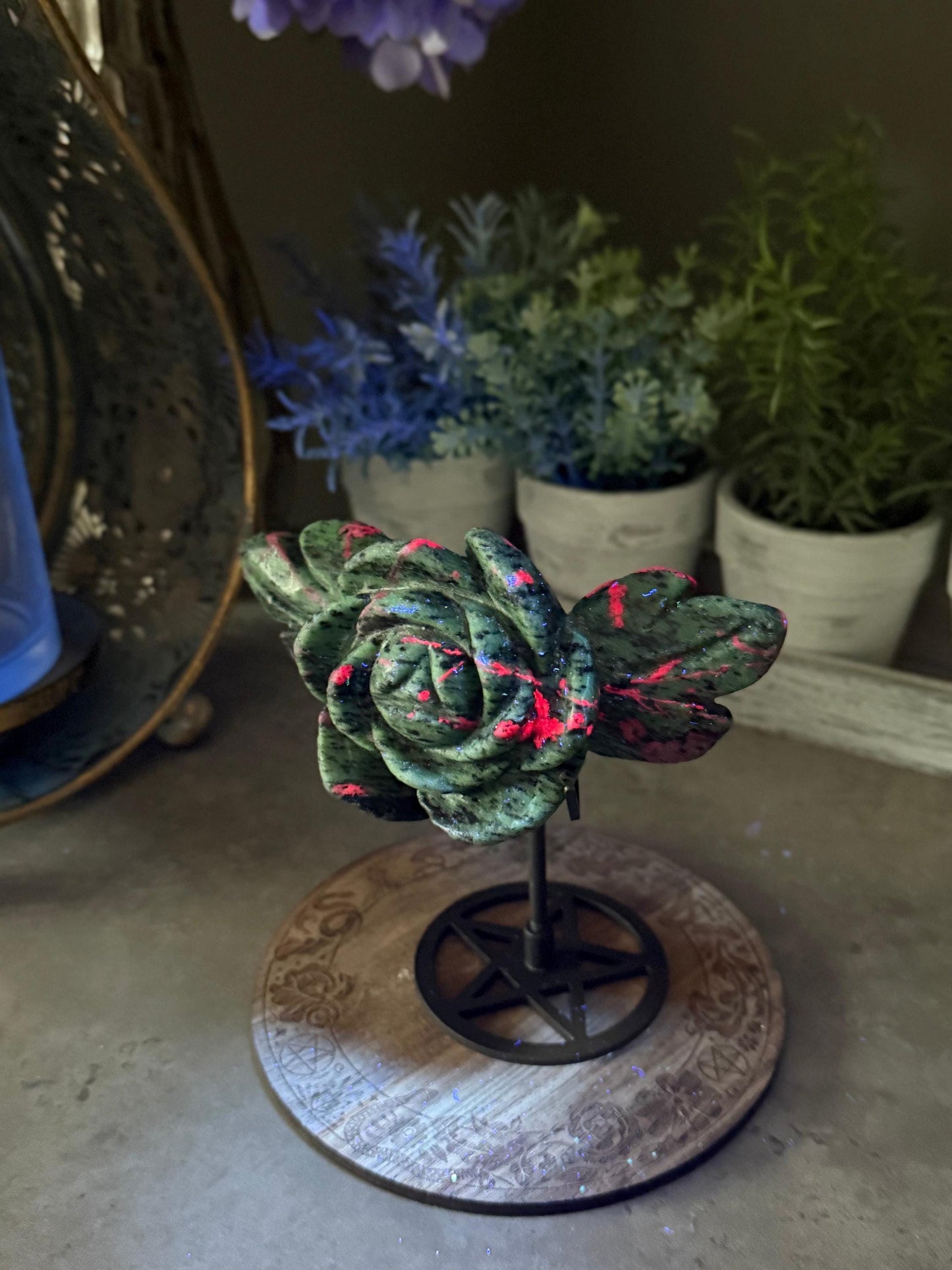 Ruby Zoisite Flower and Stand