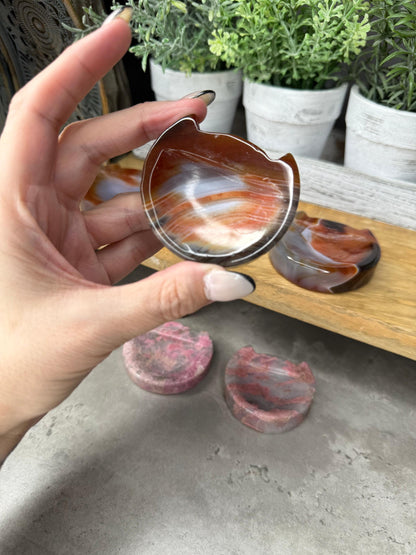 Rhodonite and Agate Cat Bowls