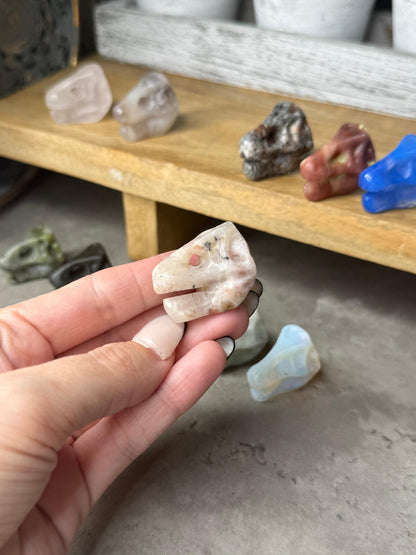 T Rex Dinosaur Head Mini Crystal Carvings