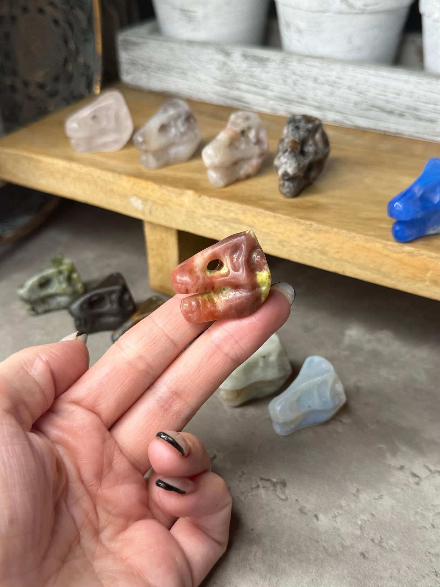 T Rex Dinosaur Head Mini Crystal Carvings