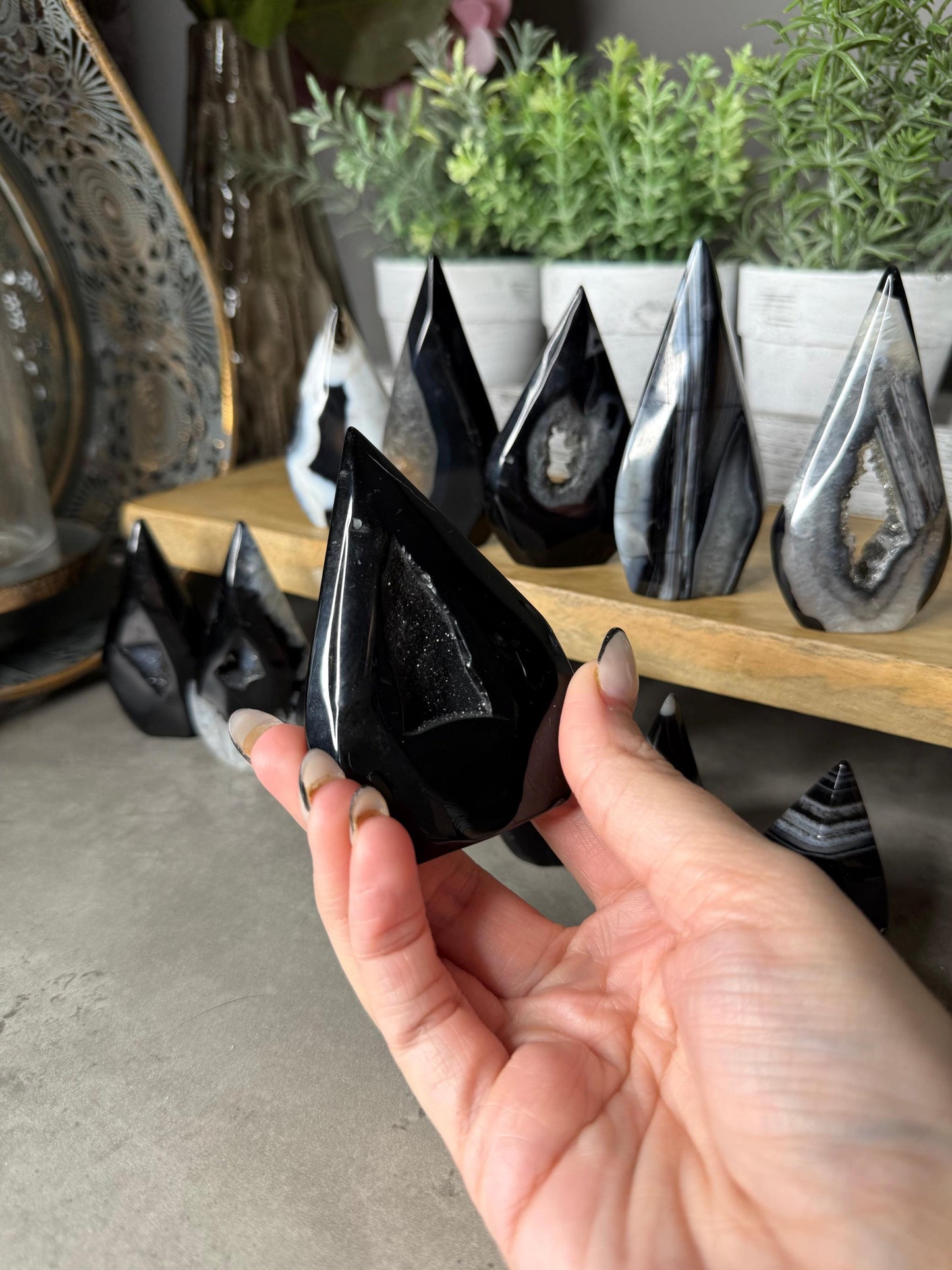 Black Agate Druzy CrystalTeardrops