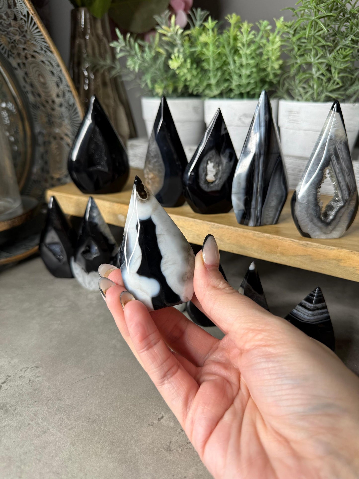 Black Agate Druzy CrystalTeardrops