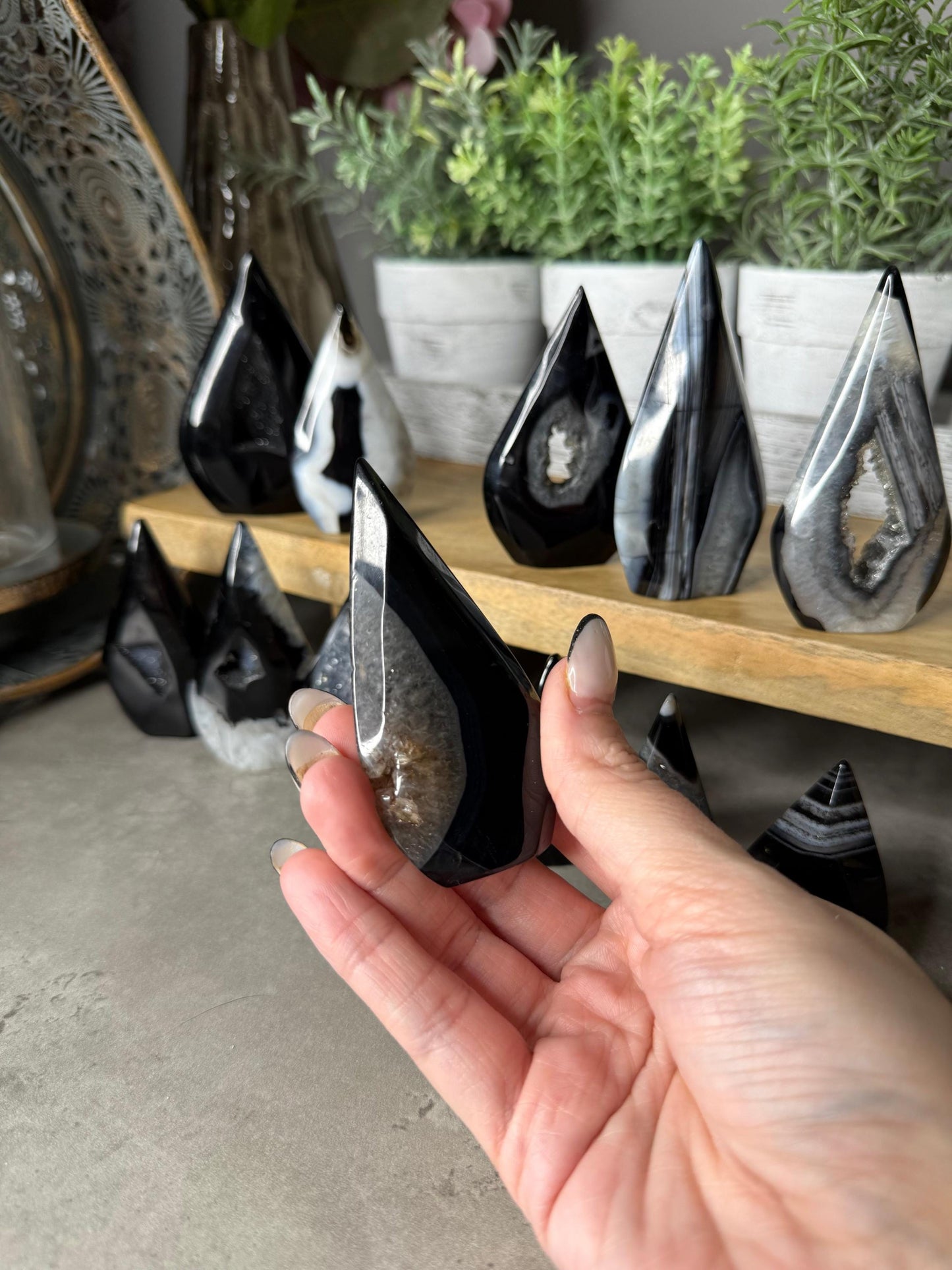 Black Agate Druzy CrystalTeardrops