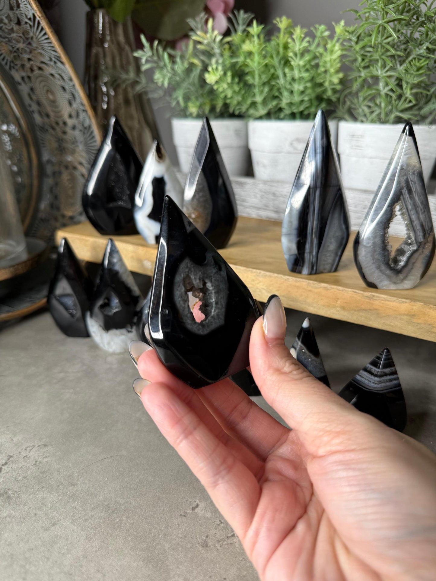 Black Agate Druzy CrystalTeardrops