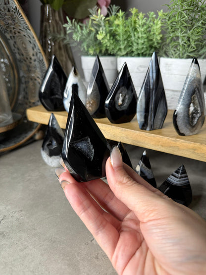 Black Agate Druzy CrystalTeardrops