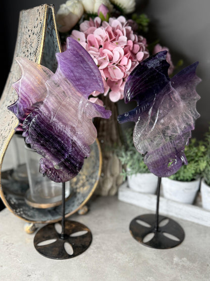 Statement Fluorite Dragon Carvings - Chipped wind Imperfect Stand