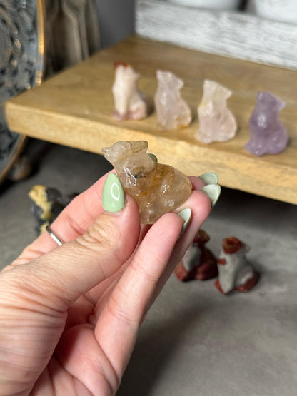 Howling Wolf Crystal Mini Carvings Wolves