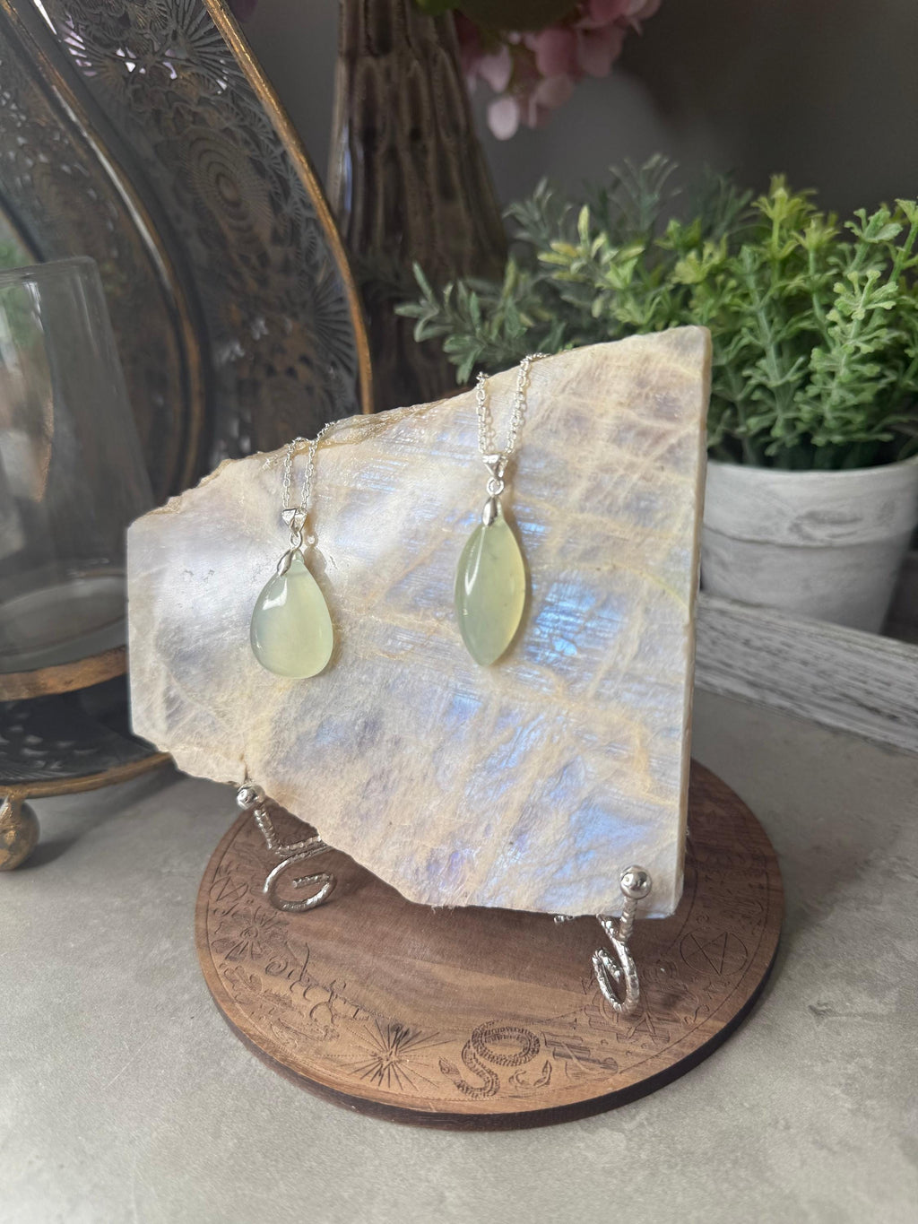 Prehnite Crystal Pendants