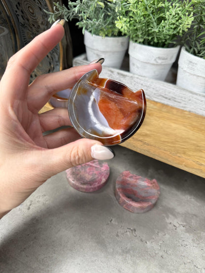 Rhodonite and Agate Cat Bowls