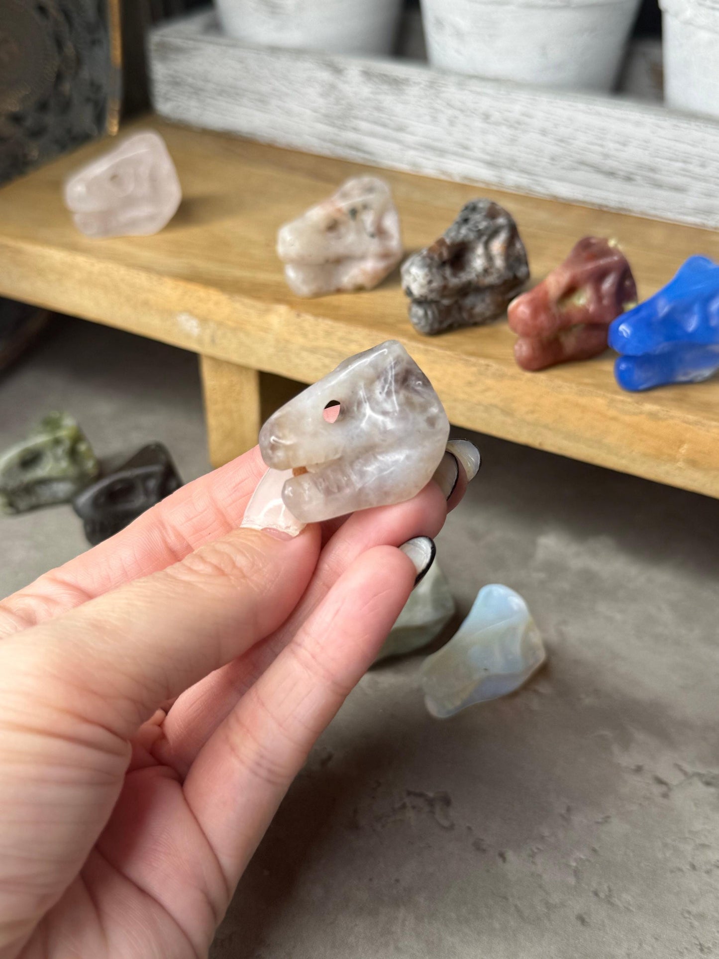 T Rex Dinosaur Head Mini Crystal Carvings