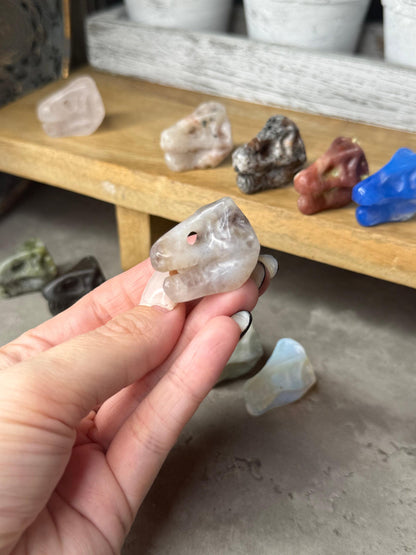 T Rex Dinosaur Head Mini Crystal Carvings