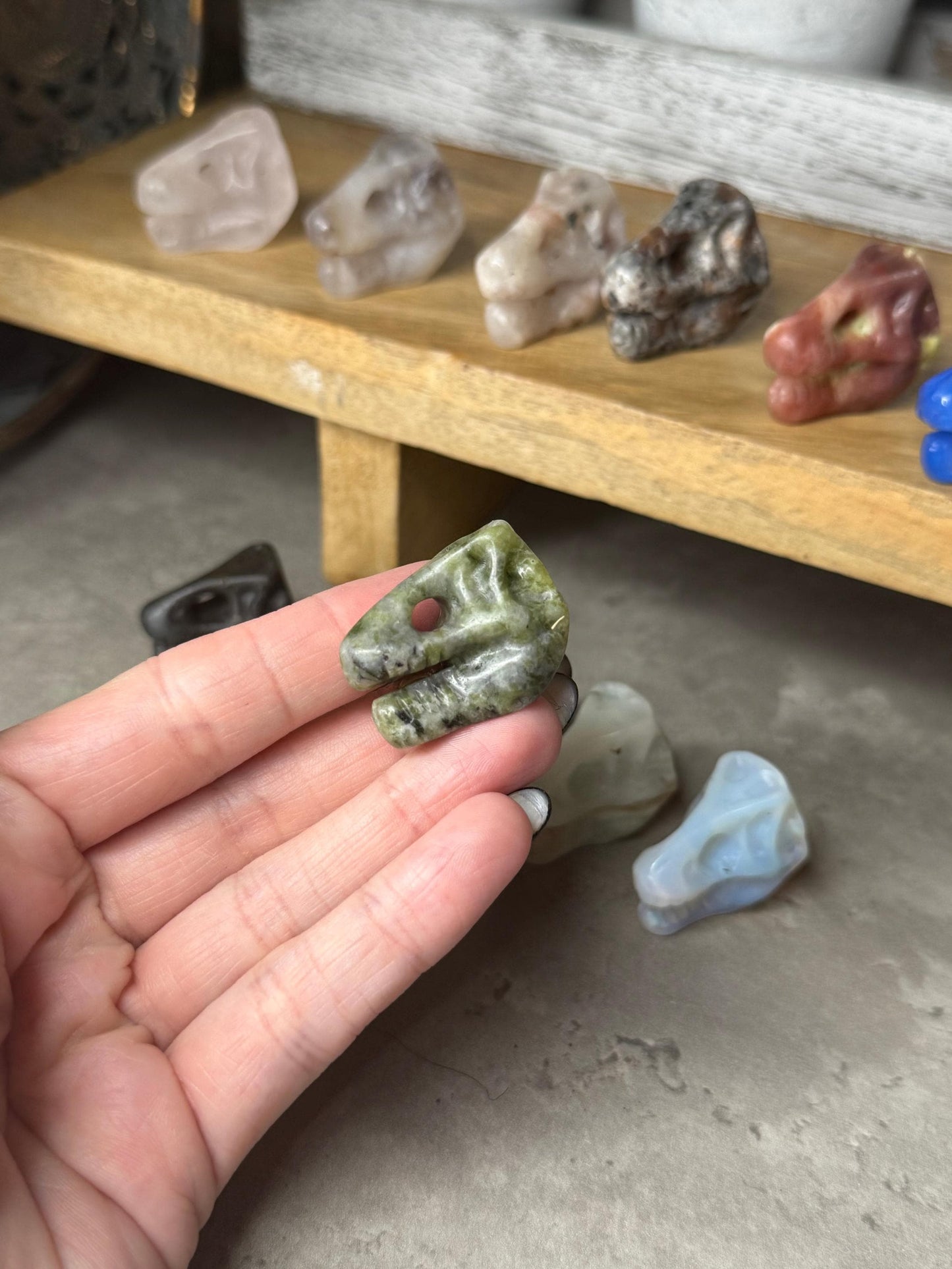 T Rex Dinosaur Head Mini Crystal Carvings