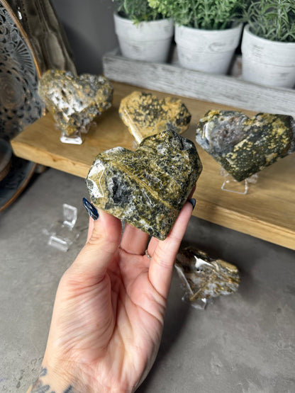 Ocean Jasper Crystal Heart Carvings - Sea Jasper 8th Vein Style