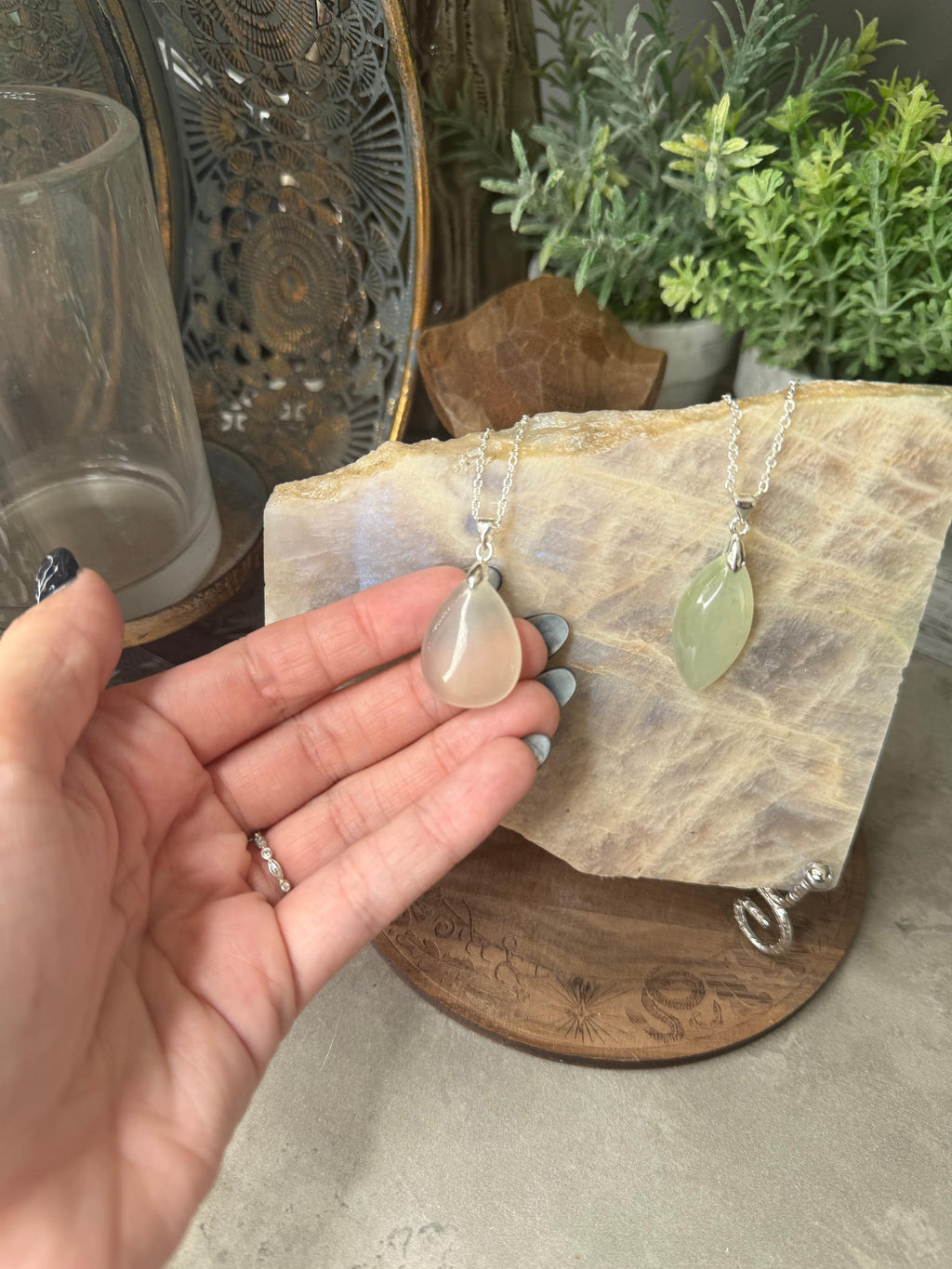 Prehnite Crystal Pendants