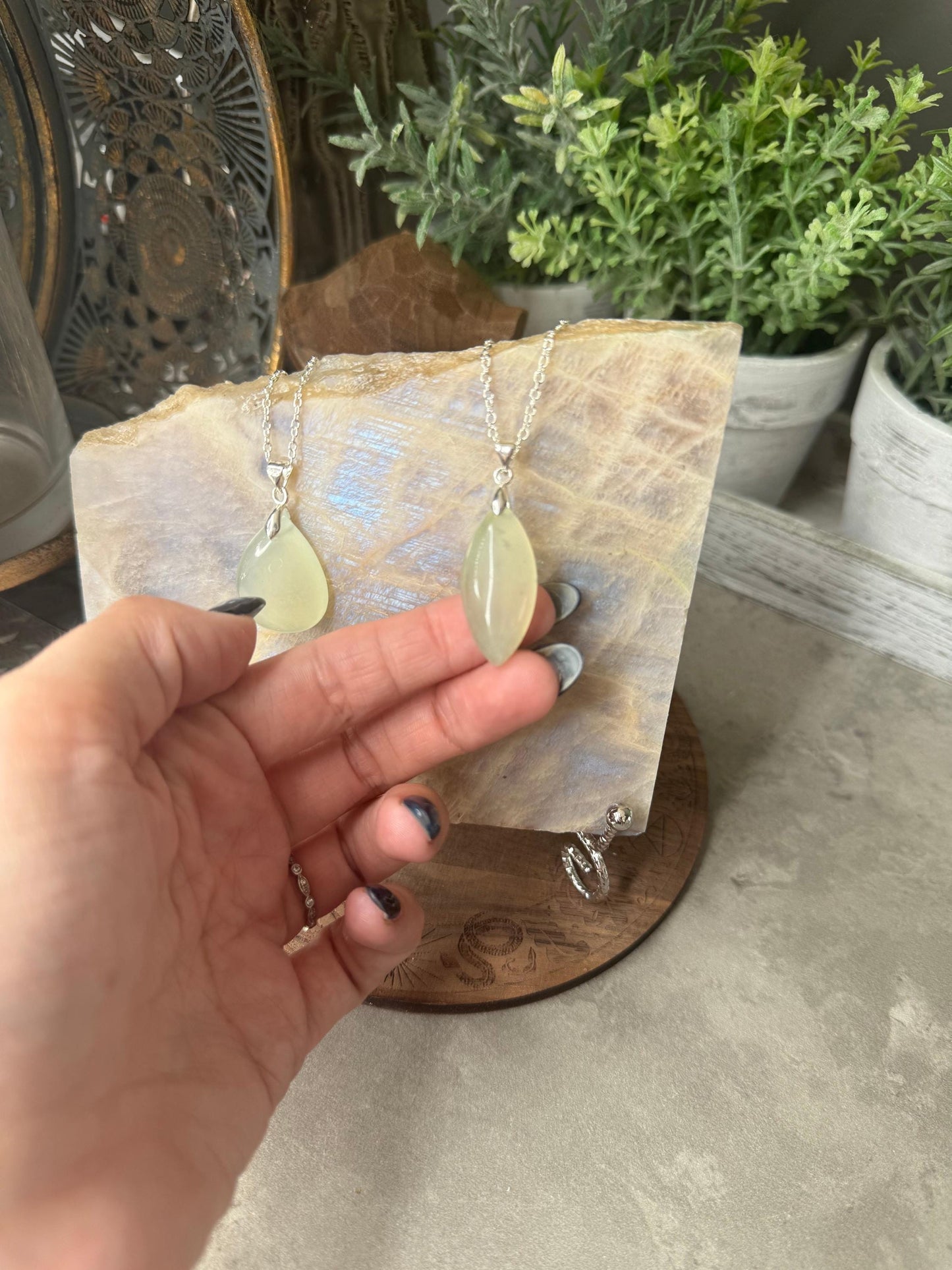 Prehnite Crystal Pendants