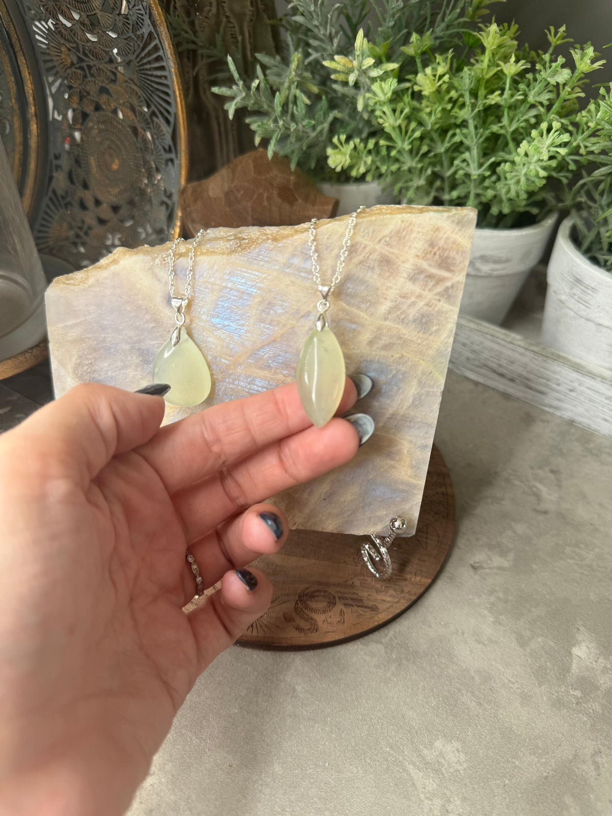 Prehnite Crystal Pendants
