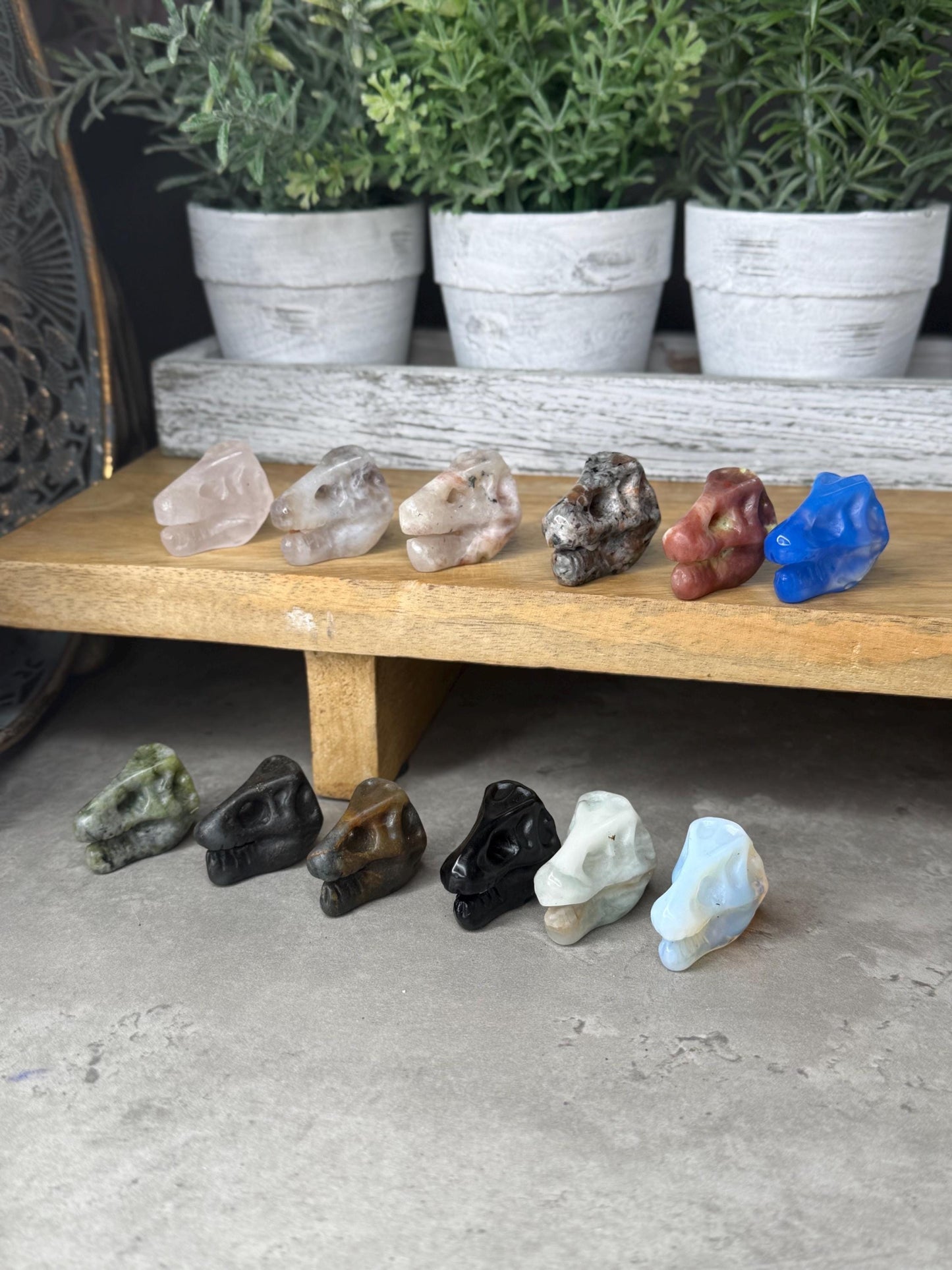 T Rex Dinosaur Head Mini Crystal Carvings