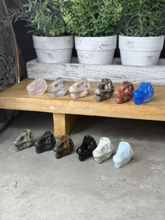 T Rex Dinosaur Head Mini Crystal Carvings