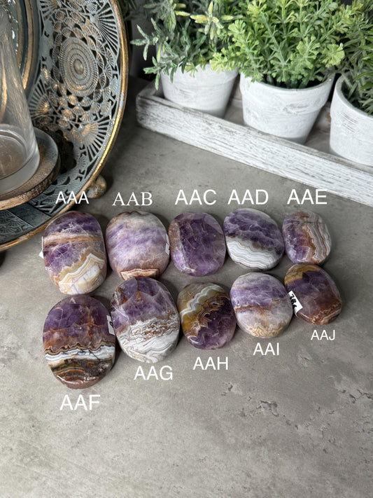 Amethyst x Crazy Lace Agate Palmstone