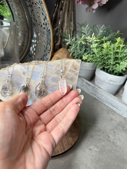 Enhydro water in Quartz Crystal Pendant Necklace
